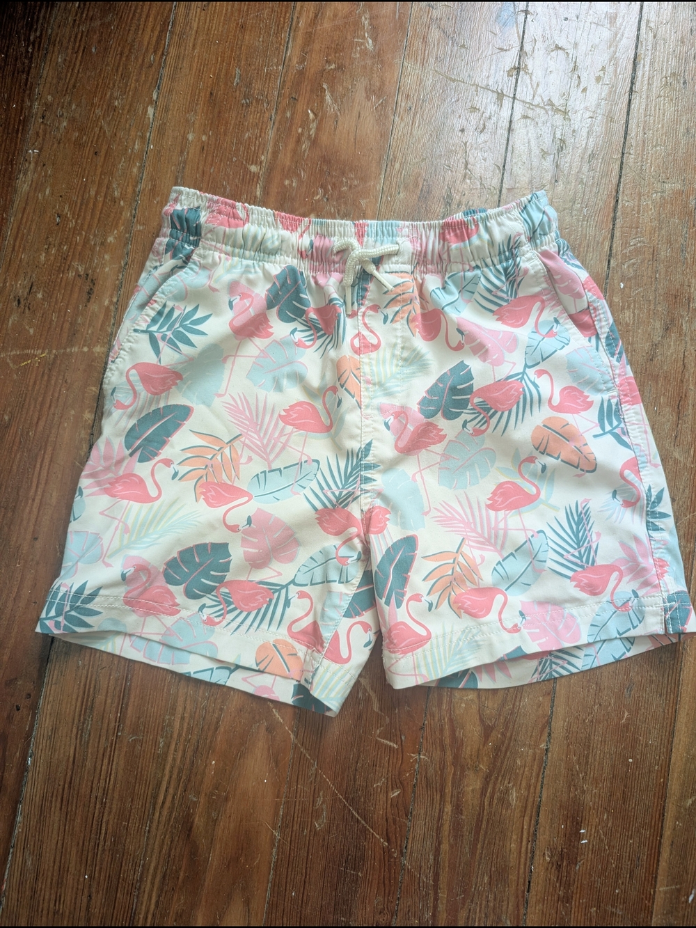 Boy's Flamingo Print Swim Shorts - Pink Tropical
